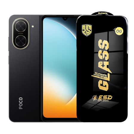 Sub 99 Lei - Folie de Protectie pentru Xiaomi Poco C71, Flippy, Sticla Securizata ESD, Margini Negre, Rezistenta la Zgirieturi, Antistatica, 0.35 mm, Transparenta
