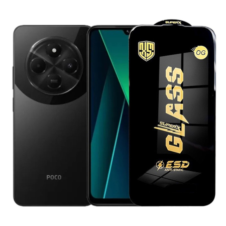 Sub 99 Lei - Folie de Protectie pentru Xiaomi Poco C75, Flippy, Sticla Securizata ESD, Margini Negre, Rezistenta la Zgirieturi, Antistatica, 0.35 mm, Transparenta