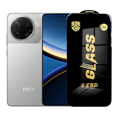 Sub 99 Lei - Folie de Protectie pentru Xiaomi Poco F7 Pro, Flippy, Sticla Securizata ESD, Margini Negre, Rezistenta la Zgirieturi, Antistatica, 0.35 mm, Transparenta