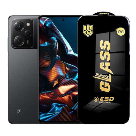 Sub 99 Lei - Folie de Protectie pentru Xiaomi Poco X5 Pro, Flippy, Sticla Securizata ESD, Margini Negre, Rezistenta la Zgirieturi, Antistatica, 0.35 mm, Transparenta