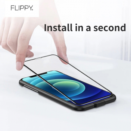 Folie ecran Flippy pentru iPhone 14 Pro, Sticla ESD, Top Glass, Anti-static, Negru [3]