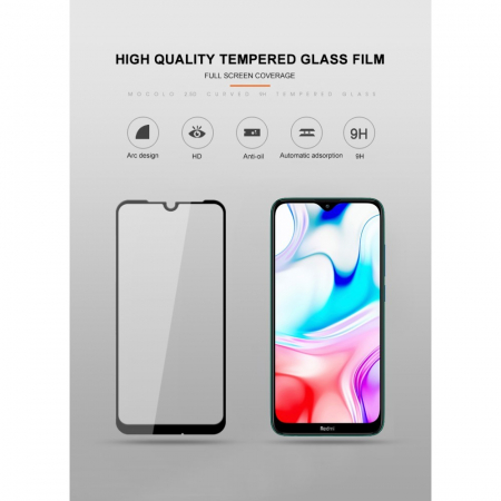 Folie Sticla Flippy® compatibila cu Xiaomi Redmi 8 111D Negru [12]