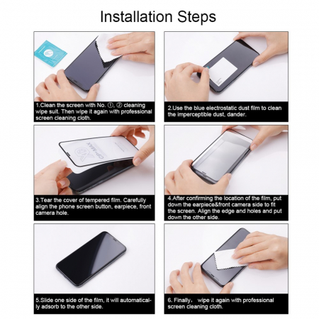 Folie Sticla Flippy® compatibila cu Xiaomi Redmi Note 9 111D Negru [11]