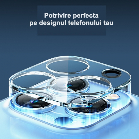 Folie Sticla pentru Camera Apple iPhone 15 Pro / 15 Pro Max, Full Glue Negru [4]