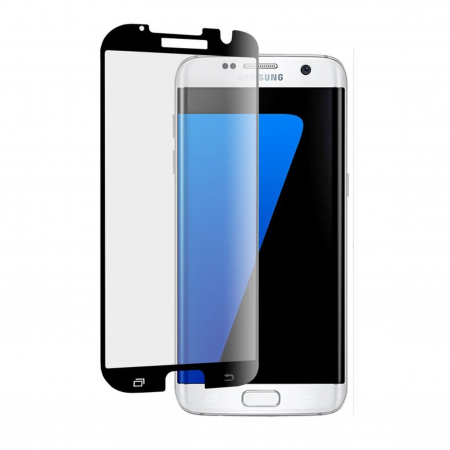 GSM - Folie Sticla Securizata Curbata Flippy pentru Samsung S7 Edge, 9H, lipici margine, contur negru