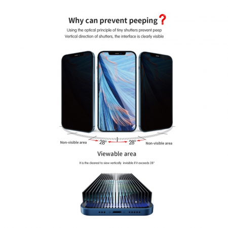 Folie protectie Flippy pentru iPhone 14 Pro Max, Sticla securizata, temperata, duritate 9H, Privacy 360, Transparenta, Protectie Completa [6]
