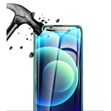 Folie Sticla Securizata Flippy, Luminous, compatibila cu Apple iPhone 13 Pro, Margine fosforescenta verde [7]