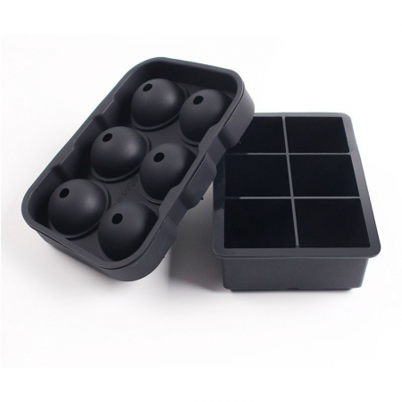 Pentru Casa si Camping - Food grade easy demoulding square spherical odorless 6-grid silicone ice tray - Specifications: six-grid square with lid