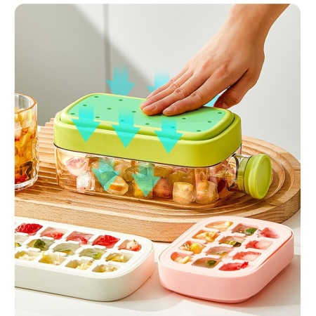 Forma de Gheata, Flippy, 2in1, Tip Sticla cu Pai, 500 ml, 12 Cuburi, 16.3 x 10.8 x 8 cm, Verde [2]