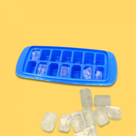 Forma pentru cuburi de gheata Flippy, 14 cuburi, reutilizabil, plastic alimentar, cu capac, orificiu umplere, dreptunghiulara, 29.5 x 12.5 x4 cm, albastru [4]