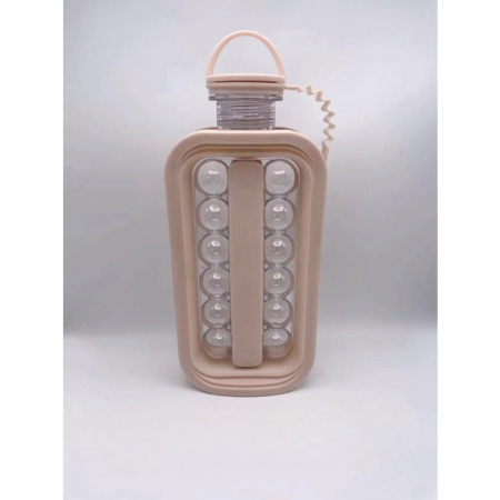 Forma pentru Gheata 2 in 1 Portabila, Flippy, sub Forma de Sticla, Sfere, Diametru 3 cm, Multifunctional, 17 Bilute, 27.5 x 11.4 x 5.5 cm, Culoare Roz Pal [1]