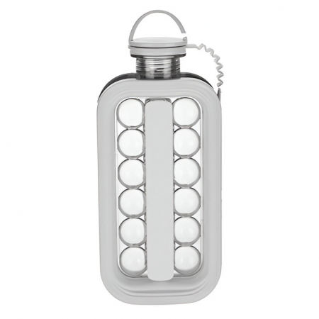 Pentru Casa si Camping - Forma pentru Gheata 2 in 1 Portabila, Flippy, Tavita sub Forma de Sticla, Diametru 3 cm, Multifunctional, 17 Bilute de Gheata, 27.5 x 11.4 x 5.5 cm, Culoare Alb
