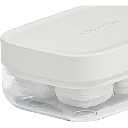 Forma pentru gheata cu presa Flippy, din silicon alimentar, 6 cuburi, caserola pentru depozitare, usor de folosit si curatat, 10.5 x 7.5 x 4.1 cm, alb [4]