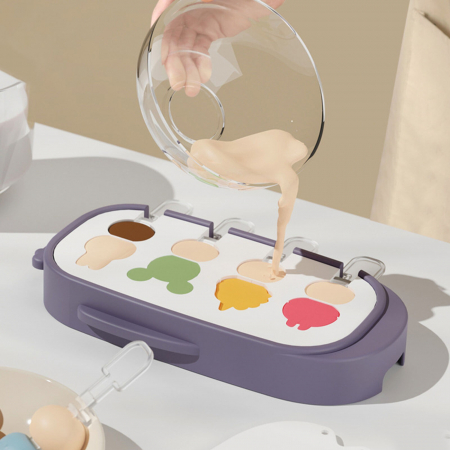 Forma pentru inghetata Flippy, 4 compartimente, forme cu animalute, materialsilicon si ABS, 21 x 12.8 x 3cm, mov [6]