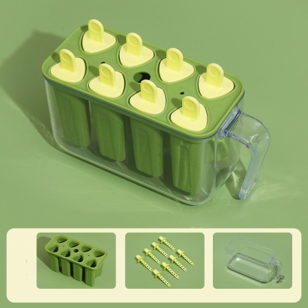 Forme de inghetata, Flippy, 8 Forme din Plastic Dur, Forma pentru Inghetata din si Sucuri Ghetate, 13 x 10 x 6.5 cm, Verde [1]