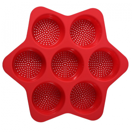 Pentru Casa si Camping - Forme de Silicon pentru Copt, Flippy, 7 Forme Rotiunde, pentru Burgeri si Prajituri, 38.5 x 4 cm, Rosu