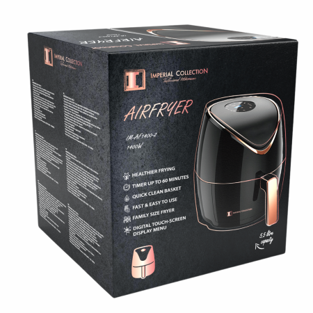Friteuza cu aer cald IM-AF1400-2, 1400W, 5.5L, reglaj temperatura 80-200°C, anti lipire, temporizator, neagra, 7 programe de gatit, touchscreen [1]