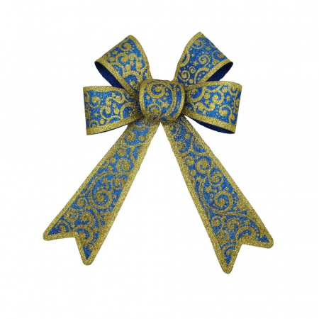 Decoratiuni, ornamente si articole Craciun - Funda pentru brad, Albastra, model spiralat, cu margini aurii, 15 x 23 cm, PVC, Flippy