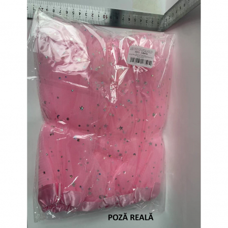 Fusta LED pentru Copii, Flippy, Tutu de Balet pentru Fetite cu Luminite Multicolore Incorporate, Model Stelute, 30 cm Lungime, Roz [3]