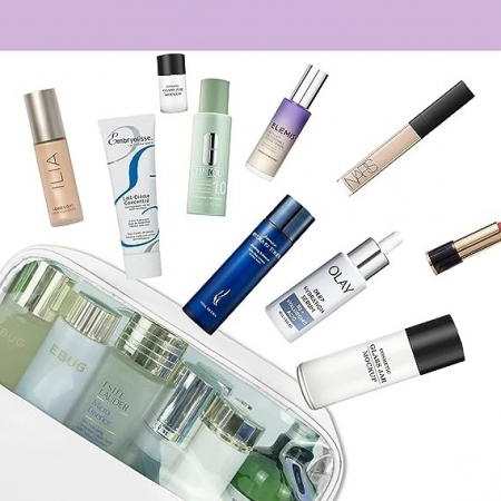 LICHIDARE Geanta cosmetice Flippy, pentru voiaj sau organizare, material PVC/textil, impermeabila, portabila, 26 x 15 x 10 cm, alb [2]