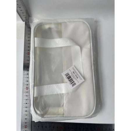 * LICHIDARE STOC * Geanta cosmetice Flippy, pentru voiaj sau organizare, material PVC/textil, impermeabila, portabila, 26 x 15 x 10 cm, alb [8]