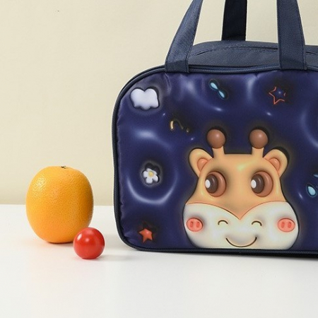 Geantă Frigorifică, Flippy, cu Desene Animat 3D, Portabilă pentru Copii, de Prânz, din Pânză Oxford, 27.5x18x20 cm, Model Cerb, Albastru [7]