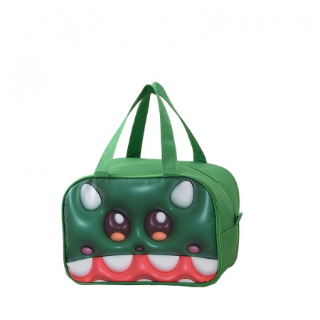 Bucatarie si electrocasnice - Geantă Frigorifică, Flippy, cu Desene Animat 3D, Portabilă pentru Copii, de Prânz, din Pânză Oxford, 27.5x18x20 cm, Model Crocodil, Verde