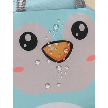 Geantă Frigorifică, Flippy, cu Desene Animat, Portabilă pentru Copii, de Prânz, din Pânză Oxford, 22x14x19 cm, Model Pinguin, Albastru [4]