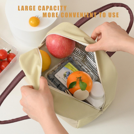 Geantă Frigorifică, Flippy, cu Desene Animat, Portabilă pentru Copii, de Prânz, din Pânză Oxford, 22x14x19 cm, Model Ursulet, Bej [6]