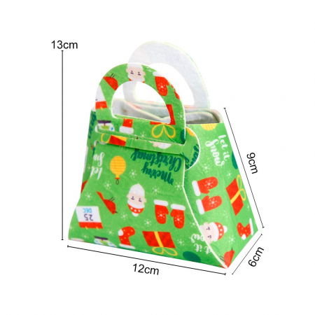 Geanta pentru Copii, Flippy, Pliabila, pentru Cadouri de Craciun, din Panza Netesuta, 13 x 12 x 6 cm, Verde [3]