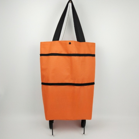 Geanta Pliabila, Flippy, 2 in 1, Carucior cu Roti, pentru Cumparaturi, 19 l, Portocaliu, Plastic, 39 x 46 x 12 cm [1]