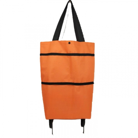 Bucatarie si electrocasnice - Geanta Pliabila, Flippy, 2 in 1, Carucior cu Roti, pentru Cumparaturi, 19 l, Portocaliu, Plastic, 39 x 46 x 12 cm