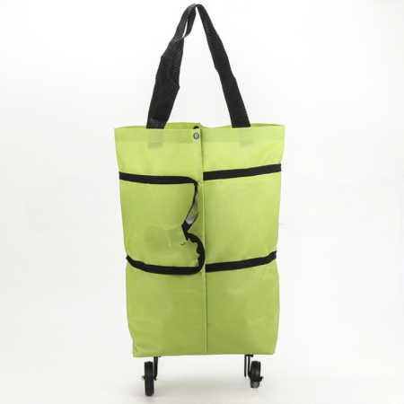 Geanta Pliabila, Flippy, 2 in 1, Carucior cu Roti, pentru Cumparaturi, 19 l, Verde, Plastic, 39 x 46 x 12 cm [7]