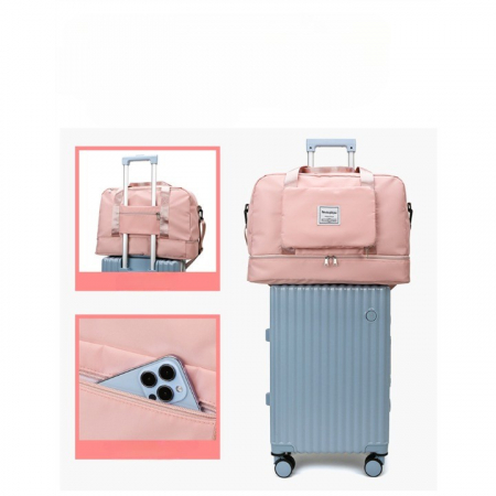 Geanta Pliabila, Flippy, pentru Voiaj, Buzunare Multiple, de Mana, Impermeabila, Material Textil, Capacitate 8 Kg, Dimensiune Deschisa 42x28x10 cm, Roz [13]