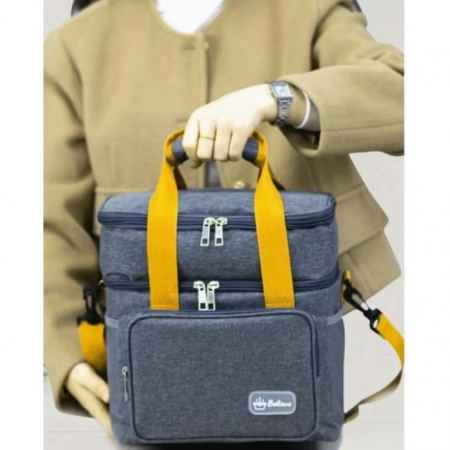 Geanta Termica, Flippy, 2 Compartimente Separate, Multifunctionala, Impermeabila, Manere si Curea de Umar, 25.5x18x30 cm, Gri [3]