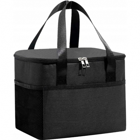 Geanta Termica Flippy pentru Pranz, Compartimente Telefon si Tacamuri, Multifunctionala, Impermeabila, 24x18x21 cm, Negru [4]