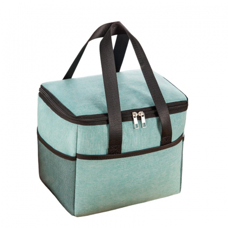 Pentru Casa si Camping - Geanta Termica Flippy pentru Pranz, Compartimente Telefon si Tacamuri, Multifunctionala, Impermeabila, 24x18x21 cm, Verde