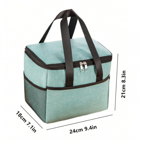 Geanta Termica Flippy pentru Pranz, Compartimente Telefon si Tacamuri, Multifunctionala, Impermeabila, 24x18x21 cm, Verde [7]