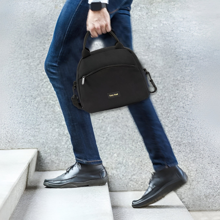 Geanta Termica pentru Pranz Flippy, Multifunctionala, Compartimentata, Impermeabila, 2 Tipuri de Manere, 26x14.3x21.2 cm, Negru [6]