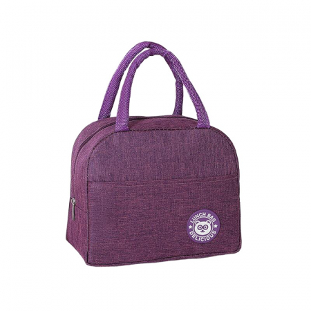 Pentru Casa si Camping - Geanta Termica pentru Pranz, Flippy, Multifunctionala, Compartimentata, Impermeabila, cu Manere, Buzunar Exterior, 22x14x19 cm, Mov