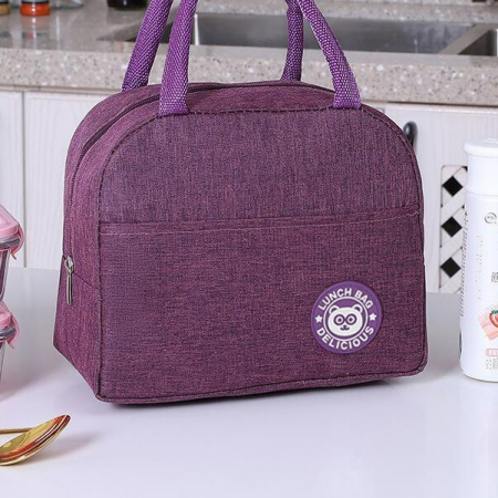 Geanta Termica pentru Pranz, Flippy, Multifunctionala, Compartimentata, Impermeabila, cu Manere, Buzunar Exterior, 22x14x19 cm, Mov [4]