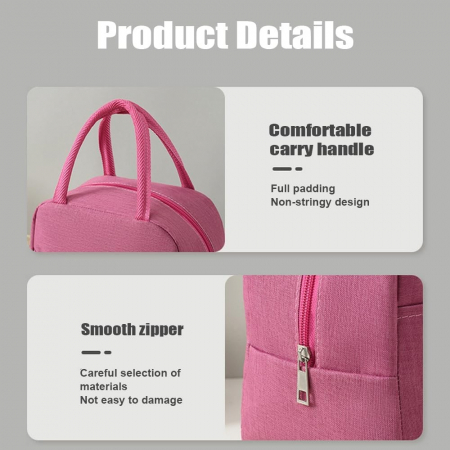 Geanta Termica pentru Pranz, Flippy, Multifunctionala, Compartimentata, Impermeabila, cu Manere, Buzunar Exterior, 22x14x19 cm, Roz [3]