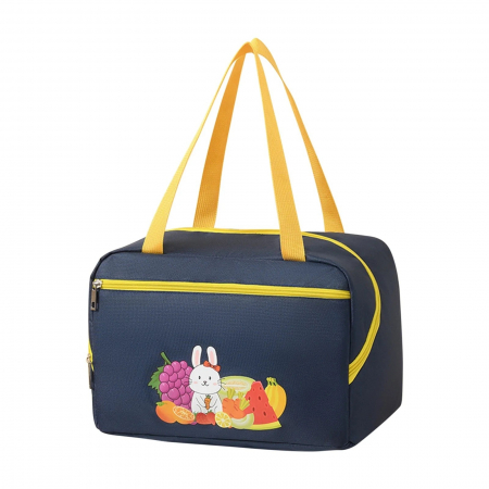 Pentru Casa si Camping - Geanta Termo-Izolanta, Flippy, Compartimente Telefon si Tacamuri, Multifunctionala, Impermeabila, 30x21x20 cm, Design Iepuras, Albastru