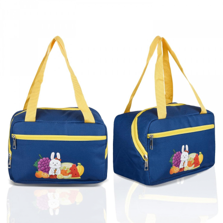 Geanta Termo-Izolanta, Flippy, Compartimente Telefon si Tacamuri, Multifunctionala, Impermeabila, 30x21x20 cm, Design Iepuras, Albastru [4]