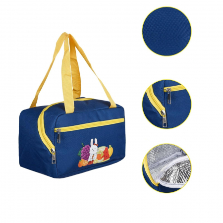 Geanta Termo-Izolanta, Flippy, Compartimente Telefon si Tacamuri, Multifunctionala, Impermeabila, 30x21x20 cm, Design Iepuras, Albastru [1]