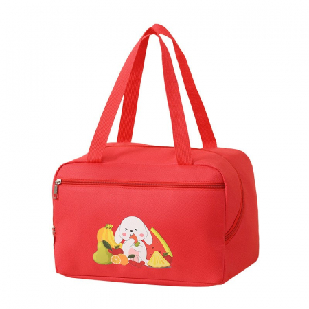 Pentru Casa si Camping - Geanta Termo-Izolanta, Flippy, Compartimente Telefon si Tacamuri, Multifunctionala, Impermeabila, 30x21x20 cm, Design Iepuras, Rosu