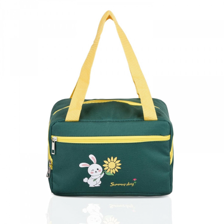 Geanta Termo-Izolanta, Flippy, Compartimente Telefon si Tacamuri, Multifunctionala, Impermeabila, 30x21x20 cm, Design Iepuras, Verde [1]