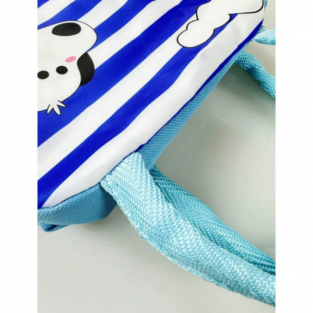 Geanta Termoizolanta pentru Copii, Flippy, 23x13x19 cm, Model Imprimeu Catel, din Folie de Aluminiu si Panza Oxford, Albastru/Alb [4]