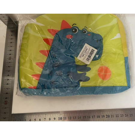 Geanta Termoizolanta pentru Copii, Flippy, 23x13x19 cm, Model Imprimeu Dinozaur, din Folie de Aluminiu si Panza Oxford, Albastru/Galben [1]