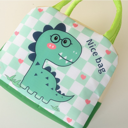 Geanta Termoizolanta pentru Copii, Flippy, 23x13x19 cm, Model Imprimeu Dinozaur, din Folie de Aluminiu si Panza Oxford, Verde [4]